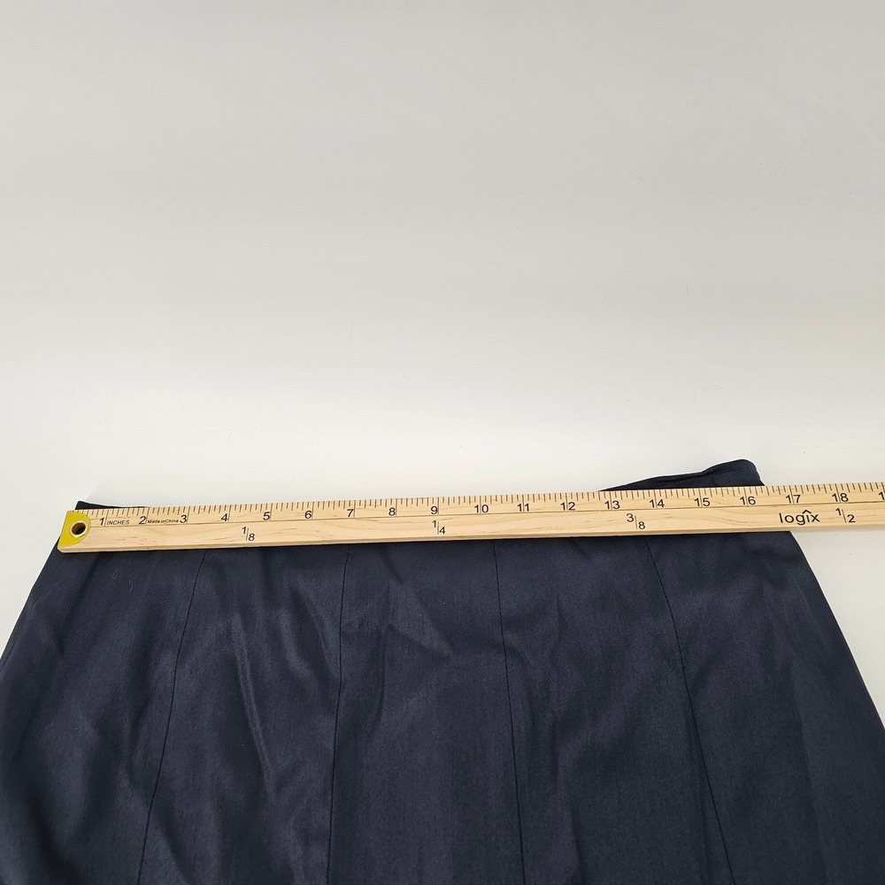 Doncaster Trumpet Skirt Womens 12 Navy Blue Wool Blend Paneled Midi Flared Hem - Picture 3 of 6